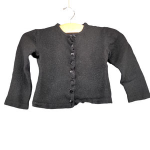 Gio Villani Girls Cardigan Sweater Black Large Long Sleeve Merino Wool Italy